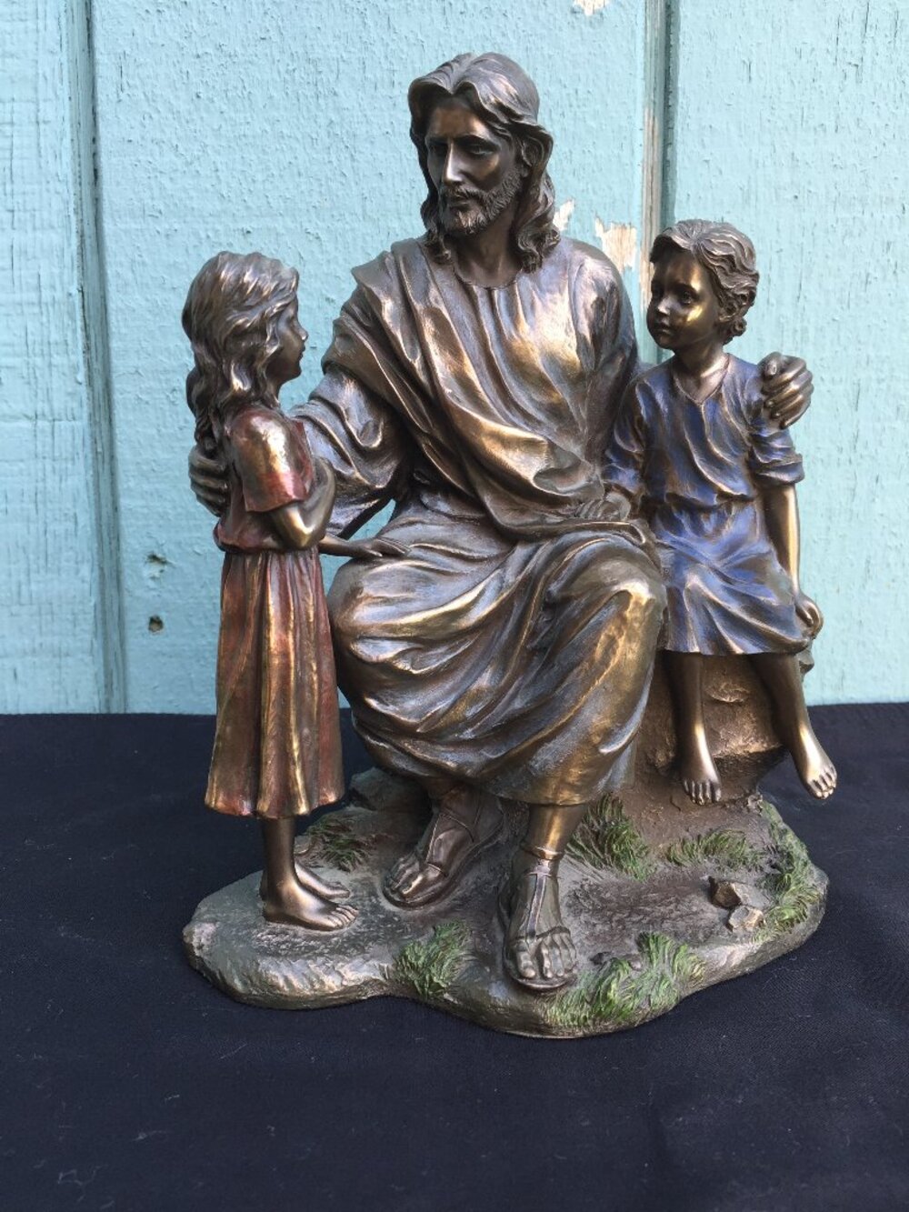 Christ with Children Bronze Religious Statue by Veronese 8" Jesus Beautiful